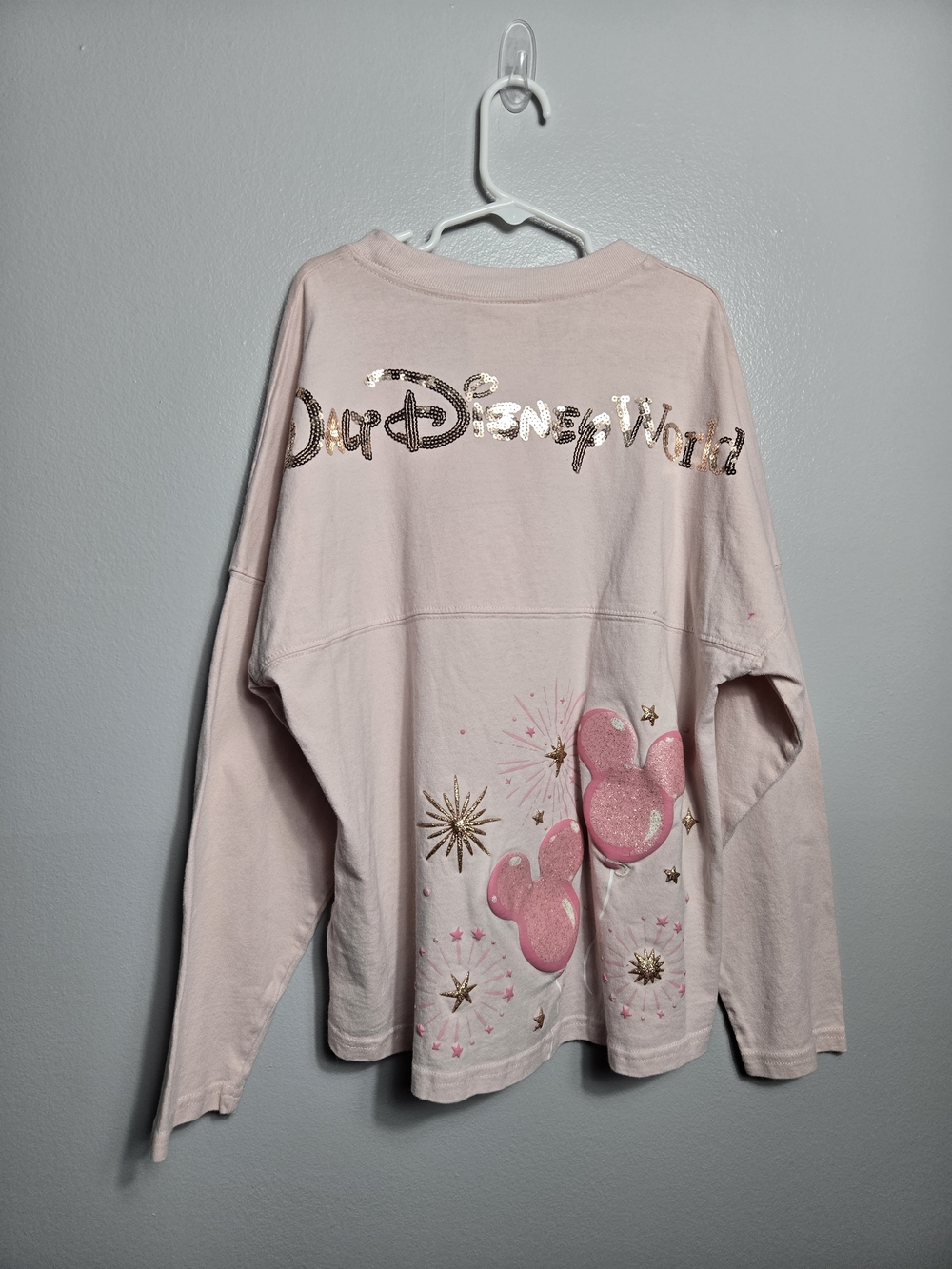 Disney Parks Walt Disney World Pink Glitter Mickey Balloon Spirit Jersey Top XL